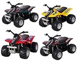 KinsFun Smart ATV Four-Wheeler Die Cast Model Toy, Pullback Action, 3.5 Inch, Set of 4, Black Red Yellow Green