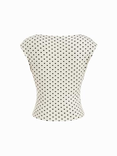 Image of CIDER Boat Neck Tops for Women Sleeveless Ruched Crop Tank Tops | Slim Fit, Trendy Summer Outfits, Casual Tee Shirt