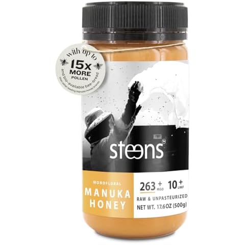 Steens Manuka Honey - MGO 263+ - Pure & Raw 100% Certified UMF 10+ Manuka Honey - Bottled and Sealed in New Zealand - 17.6 oz Jar… Cover