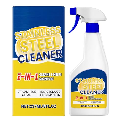 Byuexhp Spray limpiador de acero inoxidable, 237 ml, limpiador de huellas dactilares de acero inoxidable, para cocina, baño, ducha, inodoro, fregadero, hogar, parrilla, estufa, horno