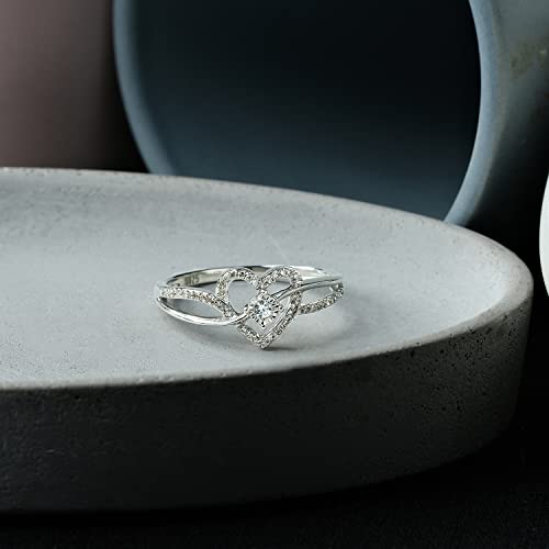 Cali Trove 1/10 CT Natural Diamond Heart Promise Rings for Women | 14KT & 18KT Gold Vermeil Engagement Ring | Promise Rings for Her | Wedding Ring | for Women3