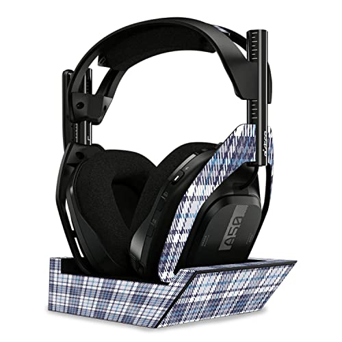 Image of MightySkins Glossy Glitter Skin Compatible with Astro A50 Wireless Headphones + Base Station (Gen 4) - Blue Plaid | Protective, Durable High-Gloss Glitter Finish | Easy to Apply | Made in The USA