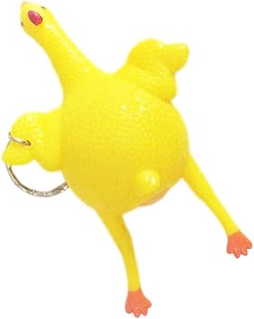 Chicken Squeeze Keychain Funny Laying Egg Hand Toy Novelty Stress Relief Keyring Random Color