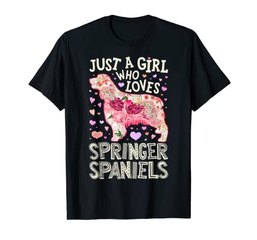 Inglés Springer Spaniel Just A Girl Who Loves Dog Flower Camiseta