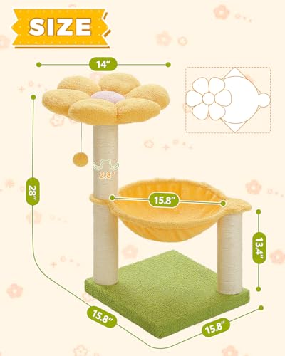Árbol para Gatos MUTTROS 28" con Hamaca y Rascador Amarillo miniatura 7