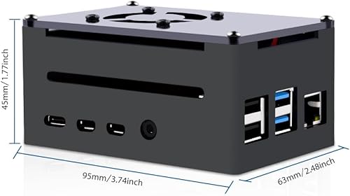 Miniatura 4 de GeeekPi Funda para Raspberry Pi 4, Pi 4 de aluminio con ventilador, disipador de calor Pi 4 para Raspberry Pi 4 Modelo B, carcasa alta compatible
