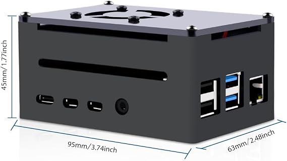 GeeekPi Case for Raspberry Pi 4, Pi 4 Aluminum Case with Fan, Pi 4 Heatsink for Raspberry Pi 4 Model B, High Case Supports POE Hat