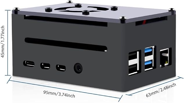 GeeekPi Case for Raspberry Pi 4, Pi 4 Aluminum Case with Fan, Pi 4 Heatsink for Raspberry Pi 4 Model B, High Case Supports POE Hat