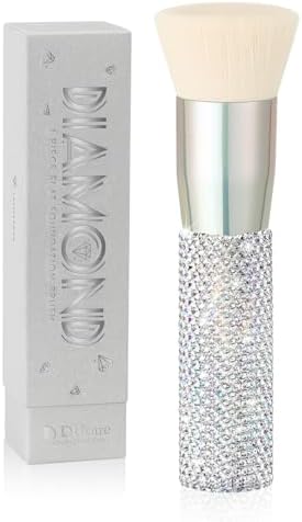 DUcare Rhinestone Foundation brush Diamond Bling Makeup Tanning Brush Flat Top Kabuki Brush, Synthetic Professional Liquid Blending Mineral Powder Makeup Tools