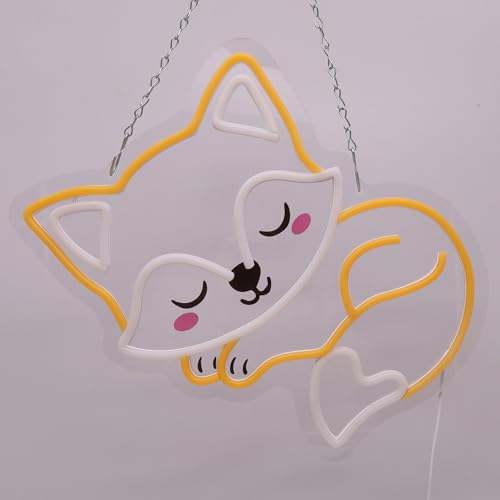 Image of Fox Neon Sign, USB Powered LED Light for Room Decor | Cute Animal Wall Decor for Bedroom, Kids Room, Game Room, Party Decoration and Fox Lovers Gift