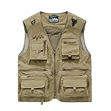  FDKLOOK Herren Outdoor Weste Fischerweste mit Mehreren Taschen Leichtgewicht Wandern Fischen Camping Fotografie Ärmellose Jacke