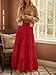 Trendy Queen Long Skirts for Women Boho Maxi Skirt Winter Swing Tiered A-Line Elastic High Waist Dress with Pockets Fashion Red S