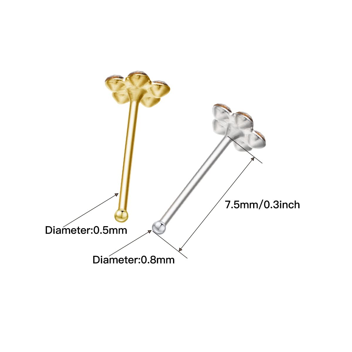 Gioielleria 20pcs / lot 925 925 Silver Flower Anello Nato Nose Pieding Stud Piercing Body Gioielli Piercing Nariz Aros Plata Piercing Al Naso