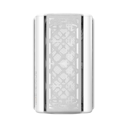 Gabinete PC Geometric Future Mini Tower THE ARK Blanco, compatible con Micro-ATX e ITX, con rejilla frontal y bandeja de placa base ajustable miniatura 2
