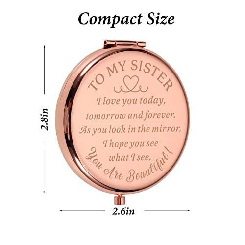 Birthday Gifts For Sister From Sister Compact Makeup Mirror Gifts For Women Girls Graduation Christmas Wedding Gifts For Friends Teens Inspirational Present For Femal Her From Brother Best Friends #TOP3