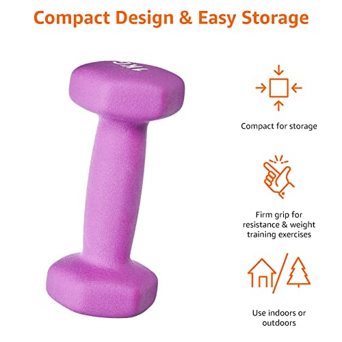Amazon Basics Neopren Hanteln Gewichte, Violett, (2er-Set), 2 x 1 kg