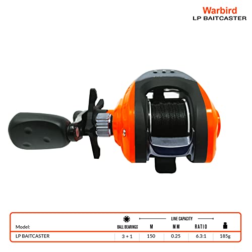 FLADEN Fishing, Warbird Baitcaster Reel, FLADEN Warbird Baitcaster Reel, Low Profile, Pre Spooled with 0.25mm braided line - Image 3