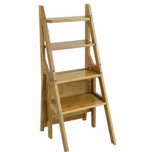 Taburete de escalera plegable de bambú de 4 peldaños para casa 2