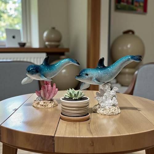 Image of AUGEN Polyresin Two Dolphins Statue Showpiece for Home Decor Decoration and Gifting (Set of 2)(1767F13, 10.5cm)
