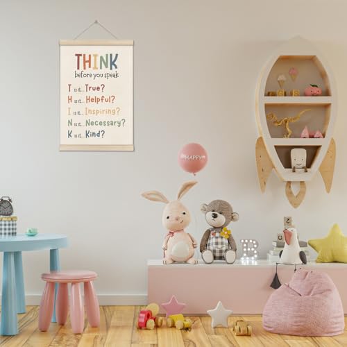 Image of Growth Mindset Poster Hanger Frame, Think Before You Speak Sign 16x12 Inch, Educatonal Posters, School Counselor Office Decor, Boho Classroom Decor, Inspirational Canvas Prints for Classroom