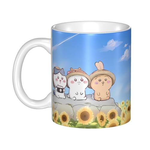Cyrmpq セラミック ティーカップマグ ちいかわ ハチワレ マグカップ コーヒーカップ 330ml 陶器 オフィスのドリンクカップ おしゃれコップ かわいい マグ 誕生日プレゼント