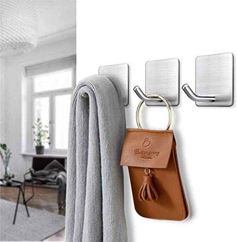 Image of Golden bird Adhesive Wall Hooks for Hanging Hold Strongly, Reusable Adhesive Hooks for Wall, Multi-Surface Damage Free Hooks for Hanging Stainless Steel Waterproof (Silver, 2)