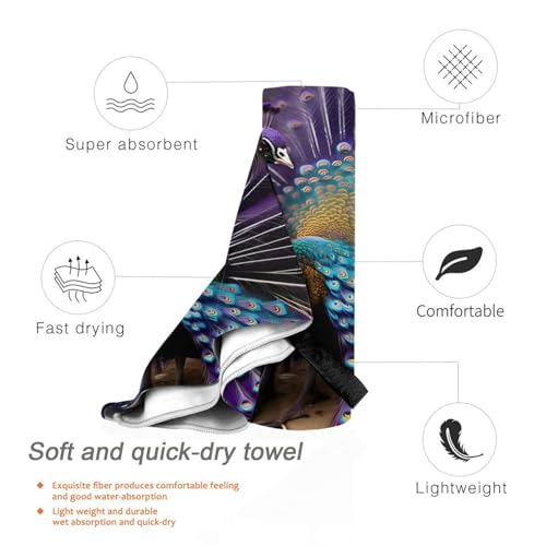 Toalla de baño de pavo real morado con acabado suave premium 5
