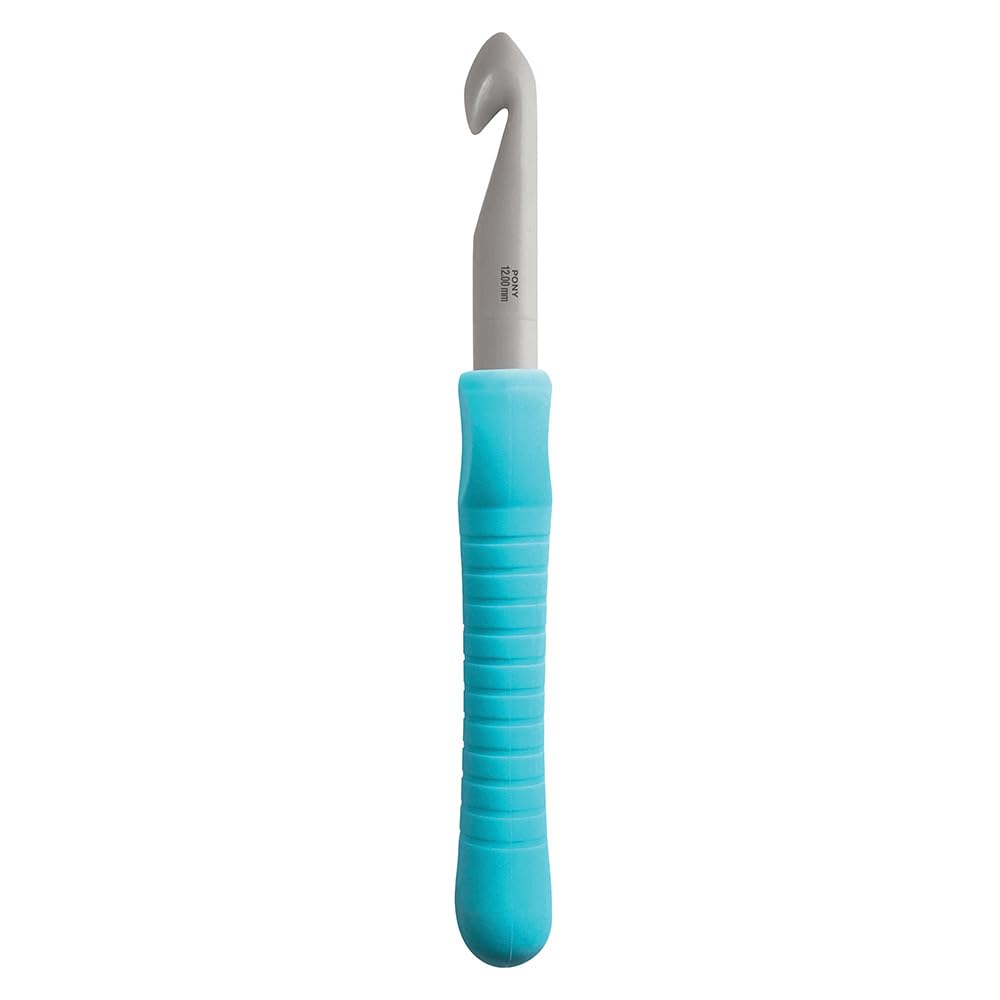 Crochet Hook: Easy Grip Handle with Finger Flat: Aluminium: 17cm x 12mm