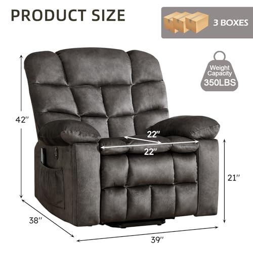 Sillón eléctrico reclinable plegable gris oscuro miniatura 2