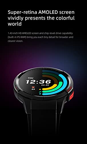 mibro GS Relógio inteligente,GPS Positioning,1.43'' Touch Screen HD,5ATM waterproof,com monitorado