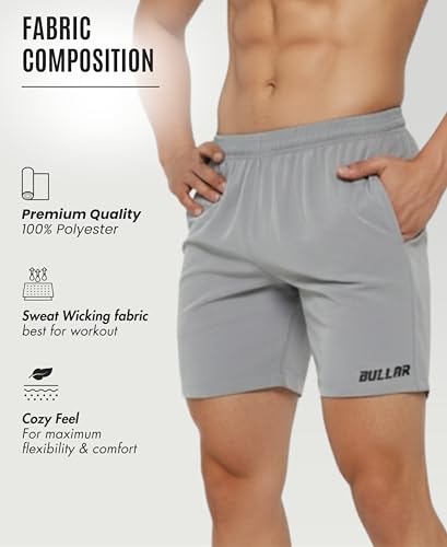 Image of BULLAR Premium Polyester Training Shorts Combo, Gym wear, Running, Sports,Workout Dryfit, Quick Dry Shorts with Drawstring