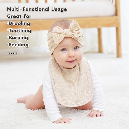 Image of Susurration Muslin Baby Drool Bibs 6Pack Soft Square Adjustable Baby Bandana Bibs for Unisex Girls & Boys