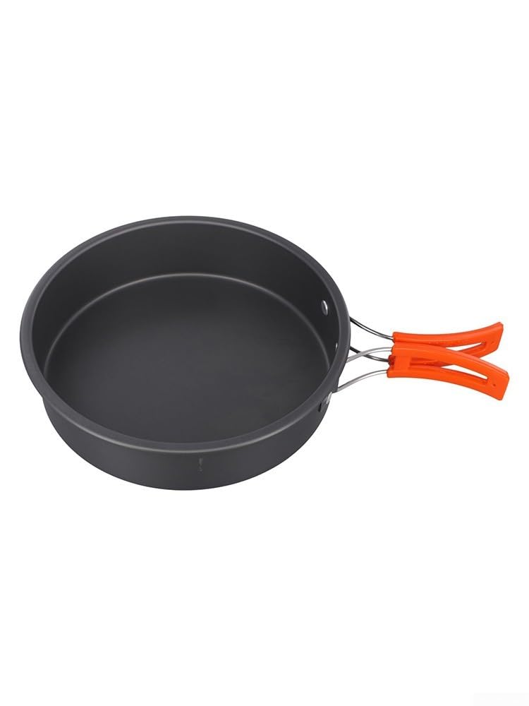 Sartén antiadherente de alúmina para camping, sartén ligera y resistente, equipo de cocina al aire libre, sartén portátil para mochileros (mediana)