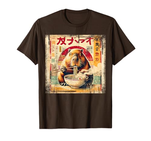 Capybara Ramen Fideos Japonés Vintage Kawaii Anime Camiseta