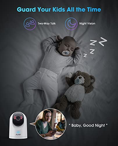 Security Camera For Baby Monitor, 2K Wi-Fi Cameras For Home Security, Pan/Tilt/Zoom Indoor Camera Wireless With Phone App, 2-Way Audio, Motion Detection, Night Vision #TOP2