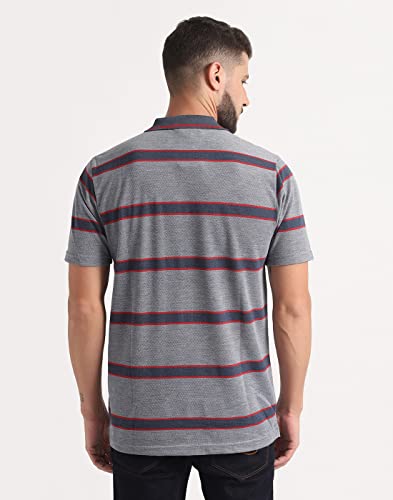 Image of INKKR Striped Men Polo Neck Half Sleeve T-Shirt