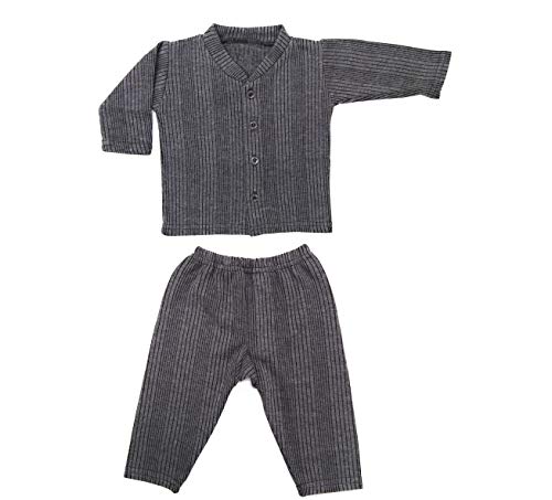 Image of TANGY Kids Thermal Set Front Open Inner Winter Wear Top & Pyjama Body Warmer for New Born Infants Baby Boys & Baby Girls in Dark Color