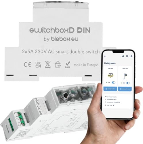 BleBox SwitchBoxD Relais DIN 2 canaux 230 V WiFi pour rail DIN IP20