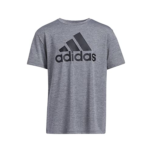 adidas Boy's Melange Performance Tee (Big Kids) Charcoal Grey Heather SM (8 Big Kids)
