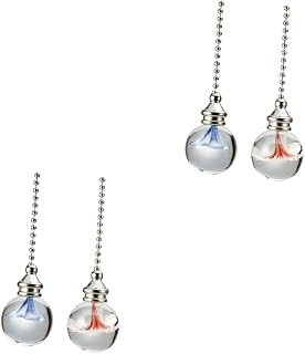 DOITOOL 4piezas Cadenas De Tirón Decorativas Para Ventiladores De Techo y Lámparas De Extensores De Cadena Diseño De Flores Rojas y Azules Para Dormitorios y Salones