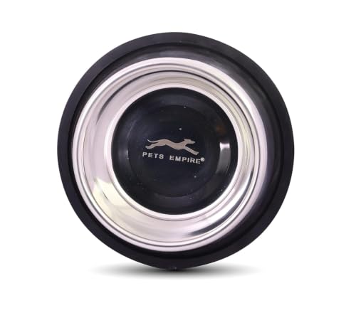 Image of Pets Empire Stainless Steel Dog Bowl with Anti-Skid Base (200 ML) | Non-Slip Rubber Base, Food & Water Bowl, Mirror Finish, Easy to Clean, Dogs & Cats
