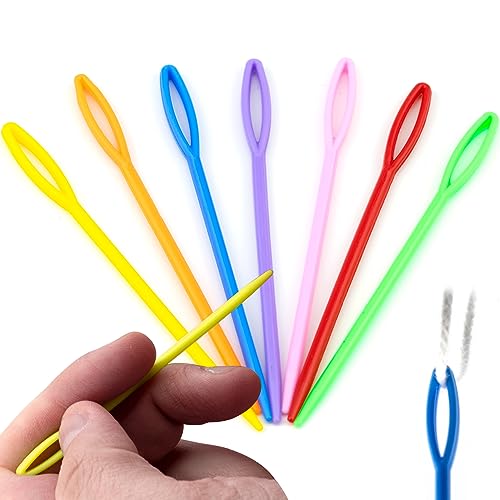 Image of 300 Pieces Plastic Sewing Needles 3.5 Inch 9CM Length Large Eye Blunt Sewing Needles Craft Learning Needles Safety Lacing Needles Plastic Yarn Needles for Kids Hand Sewing Knitting Crochet Darning