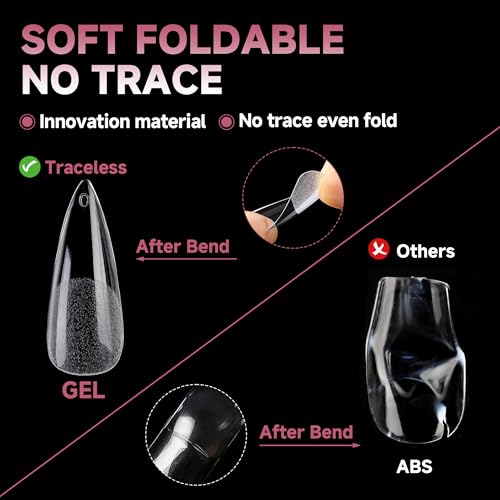 Image of UNA GELLA Long Stiletto Nail Tips, 312pcs Clear Stiletto Press On Nails