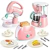 Joyin Play Kitchen Toys, Pretend Food Kitchen Accessories Girls Toy with Coffee Maker, Mixer, Toaster with Realistic Lights& Sounds, Birthday Gift for Kids Gifts for Christmas