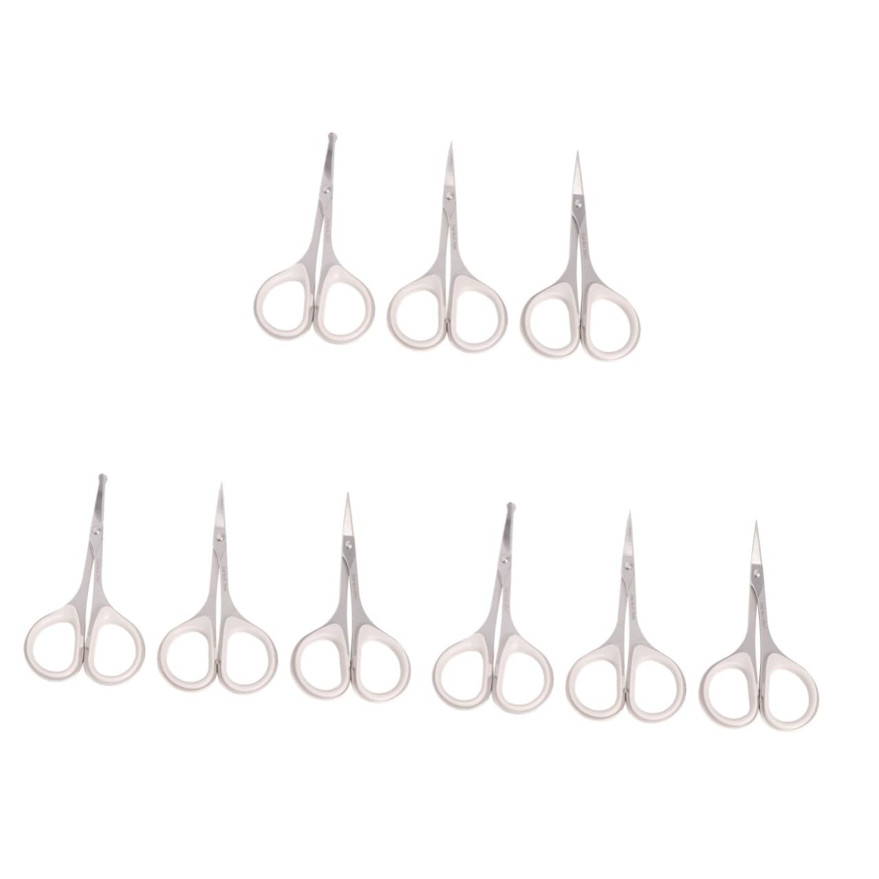 Ipetboom 9piezas Tijeras De Acero Inoxidable Para Cuidado Personal Recortador De Vello Nasal Tijeras Para Cejas y Vibrissa Diseño Seguro y Preciso
