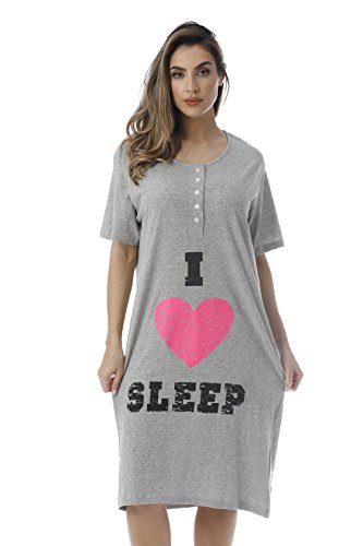Just Love Short Sleeve Nightgown Sleepwear, Grey - I Heart Sleep