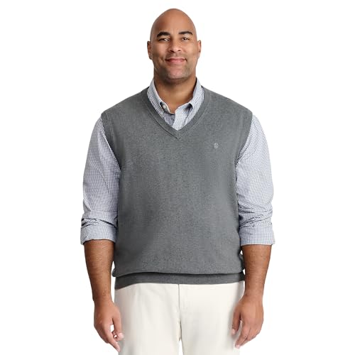 Image of Izod Men's Big and Tall Premium Essentials Solid V-Neck 12 Gauge Vest Pullover