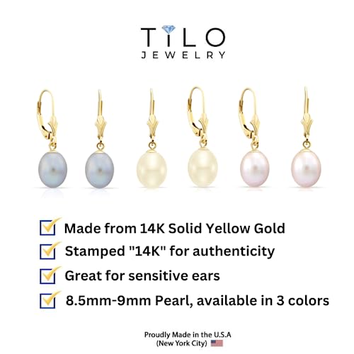 14k Yellow Gold Freshwater Cultured Pearl Leverback Drop Earring4