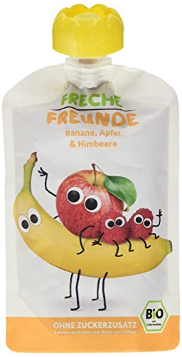 Freche Freunde Bio Quetschie 100% Banane, Apfel & Himbeer 6-er Pack (6 x 100g)