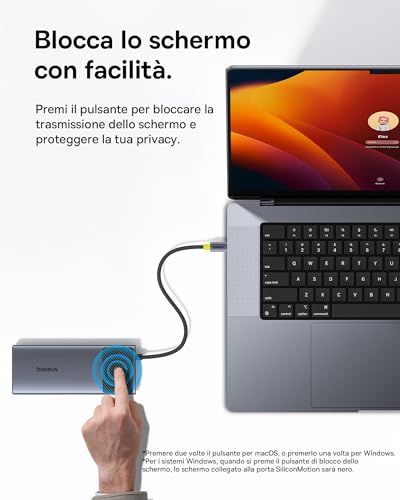 Adattatore 7 in 1 USB C Hub Dual HDMI per MacOS con 2 HDMI, 10 Gbps USB-A e C, 2 USB-A 3.0, 100 W PD, Docking Station per Laptop MacBook Pro Air M1 M2 M3 - Hub USB - Immagine 4